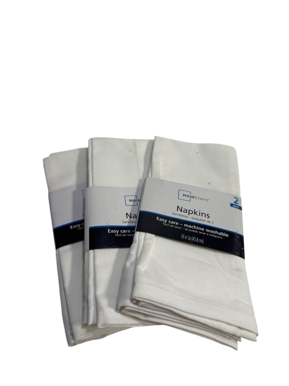 Mainstays White Machine Washable Cloth Napkins 60% Cotton 40% Polyester 18 Inch